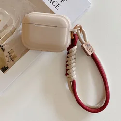 Soft Silicone Earphone Case with Smile Hand Strap - Wireless Bluetooth Protective Cover for AirPods Pro 3 (Milk Tea Color)