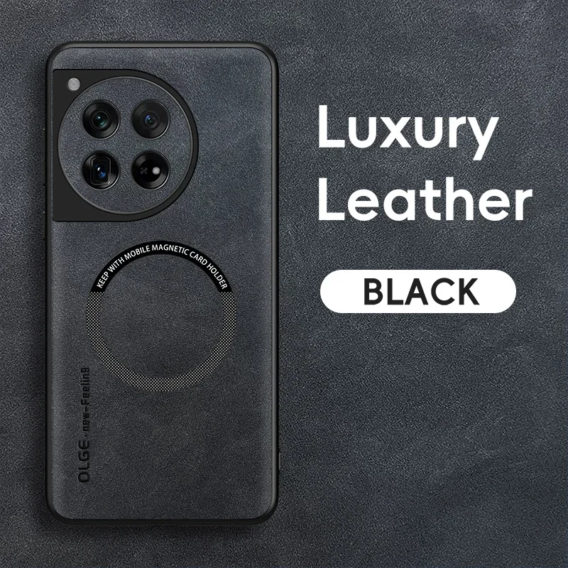 Magnetic Retro Leather Soft Phone Case with Wireless Charging Capability