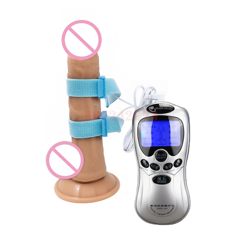 

BDSM Electric Shock Conductive Fibers Penis Ring Electro Stimulation Cock Therapy Enlarg Sex Tools Male Time Delay Masturbator