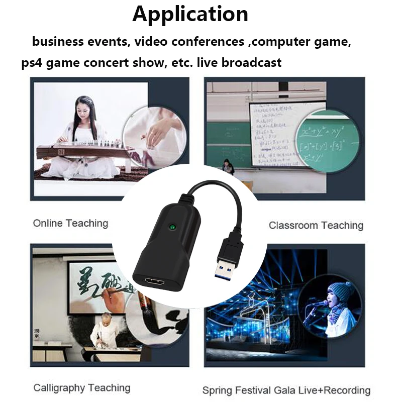 Video Capture Card USB to HDMI 1080P30Hz Video Capture HDMI to USB Video Capture Card for Ps4 Game Concert Show Live Broadcast