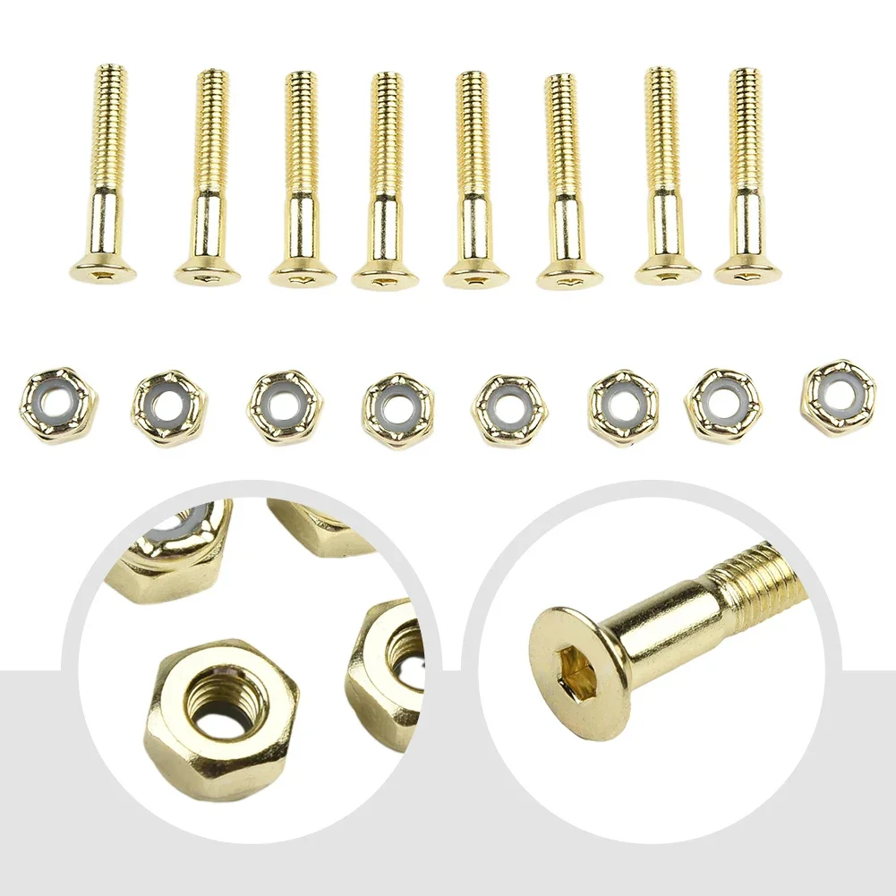 Skateboard Longboard Accessory Kit - Medium Carbon Steel Screws & Nuts (16 Pcs)