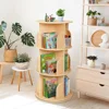 Kids Rotating Bookshelf Tower, Small Corner Bookshelf for Small Space, 360 Display 3 Tier Floor Standing Montessori Bookshelf 1