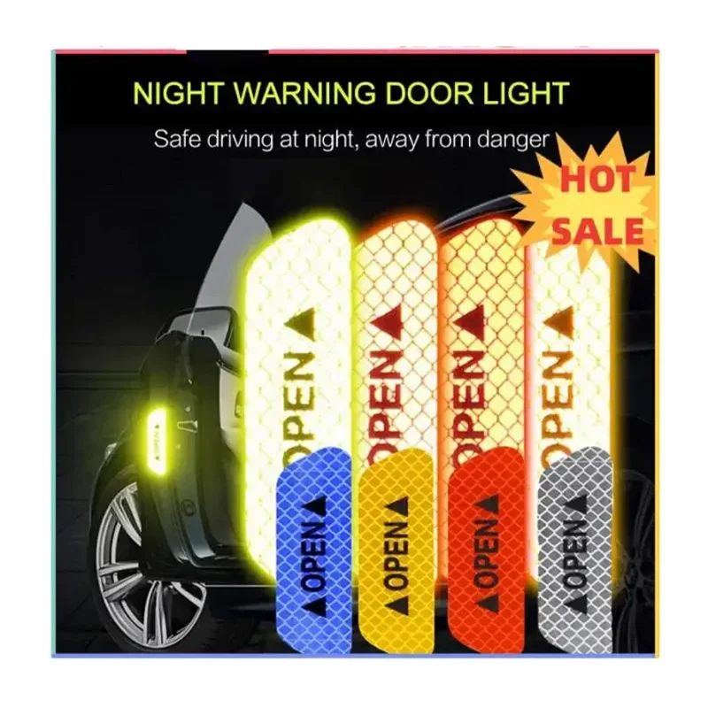 

4/8PCS Car Door Stickers Safety Warning Reflective Tape Decal Car Accessories Exterior Interior Reflector Strips