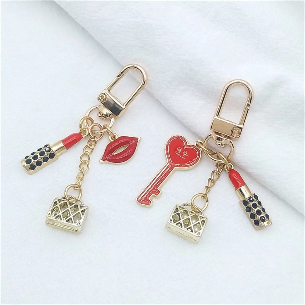 Little Luxuries Designs Louis Vuitton Style Enameled and Rhinestone Flower Charms Keychain/Bag Charm