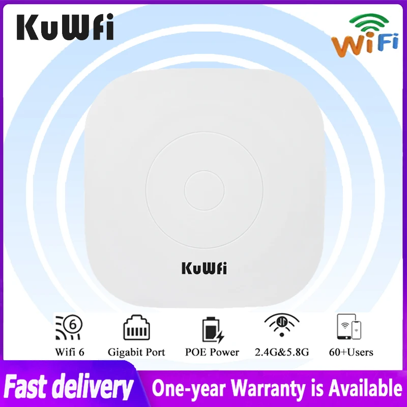 Kuwfi 1800Mbps Wifi 6 Router Wifi Poe Access Point Wifi Mesh Wireless Soffitto Ap 2.4G E 5.8G Gigabit Access Point Amplificatore Di Segnale