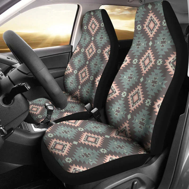 

Brown, green and Peach, Pastel Colors Southwestern Pattern Car Seat Co,Pack of 2 Universal Front Seat Protective Cover