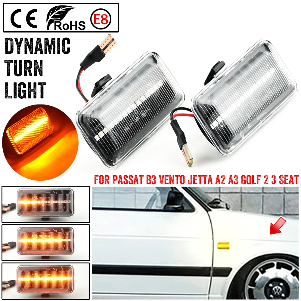 

For VW Golf 2 3 Passat B3 Vento Jetta A2 A3 Seat Ibiza 2 Cordoba 1 LED Dynamic Side Marker Turn Signal Light Repeater Lamp