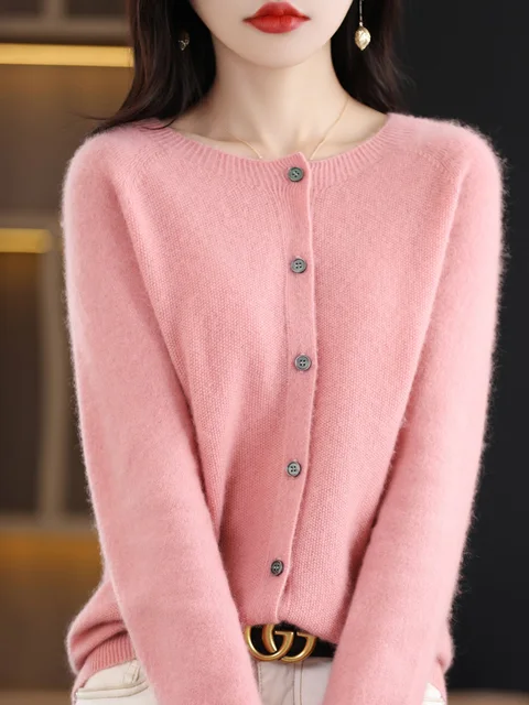 Femmes pull en cachemire 100% laine mérinos tricoté Cardigan automne hiver tricots col rond femme couleur unie décontracté haut tendance 5 Femmes pull en cachemire 100% laine mérinos tricoté Cardigan automne hiver tricots col rond femme couleur unie décontracté haut tendance 5