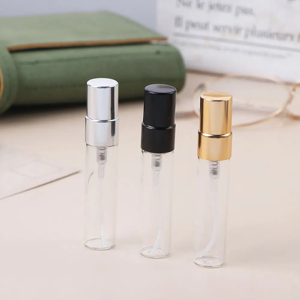 10ml Sample Vials Gold Silver Cap Transparent Liquid Cosmetic Container Spray Bottle  Atomizer Refillable Glass Bottle