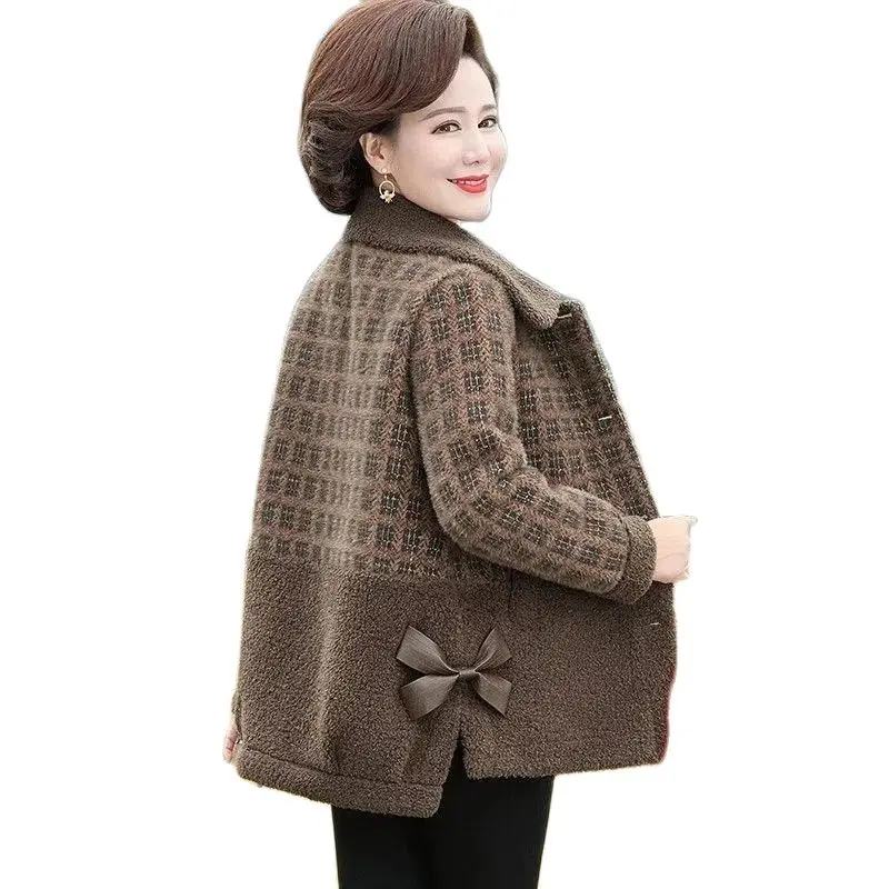 

Новинка 2023, зимняя женская куртка с бархатной подкладкой, зимнее меховое цельное пальто из норкового бархата для мам, теплое пальто из гранулированного бархата