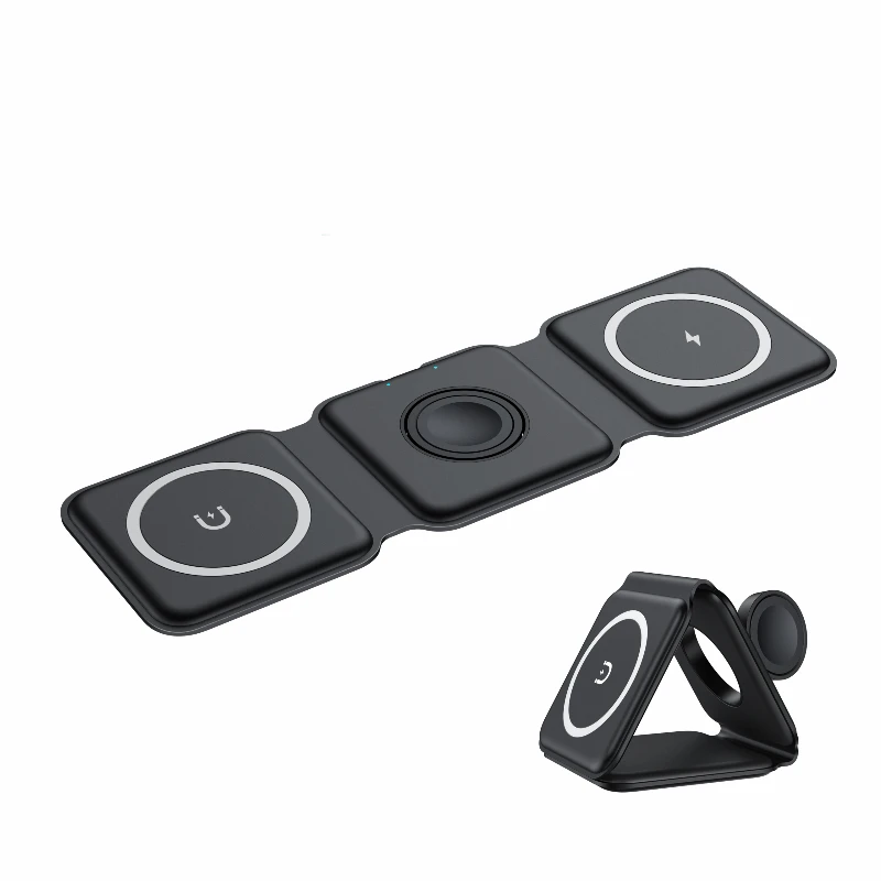 

Top Sell 3 in 1 Magnetic Wireless Charger Mini 15W Fast Charging Holder For Iphone watch Airpods Magnetic Charger Station 3in1