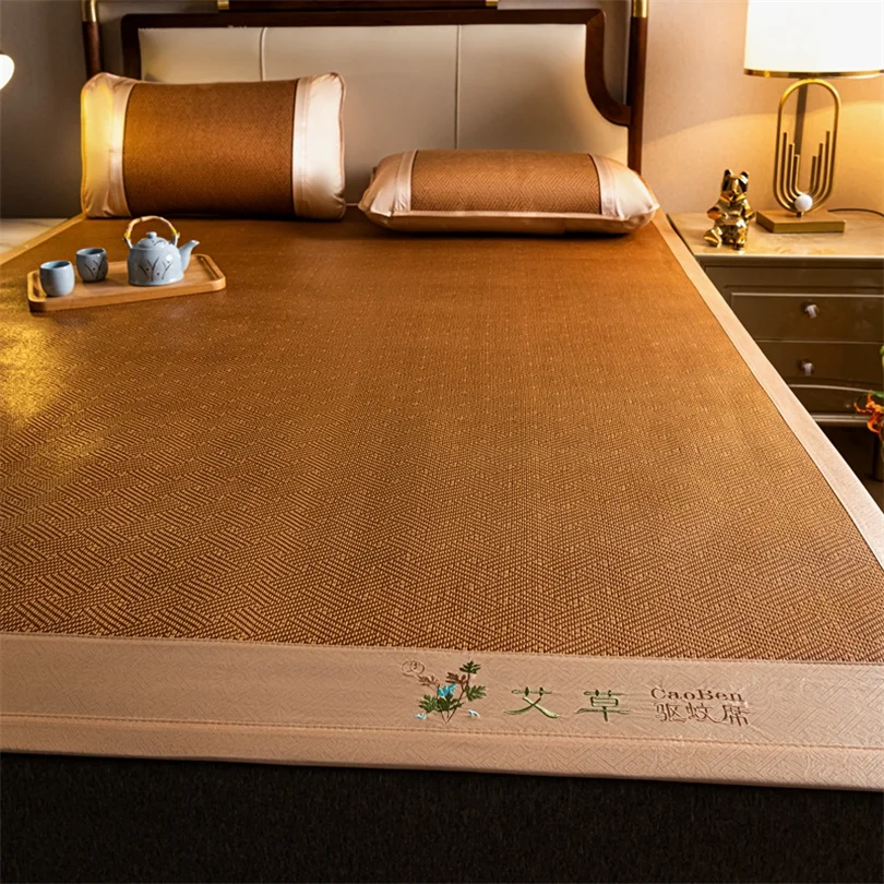 מזרנית קירור מבמבוק טבעי למיטה, דרגת A, נוחה, משי קר, מזרנית קרה לשינה ערומה, ידידותית לעור, לא מחליקה, פד קיץ