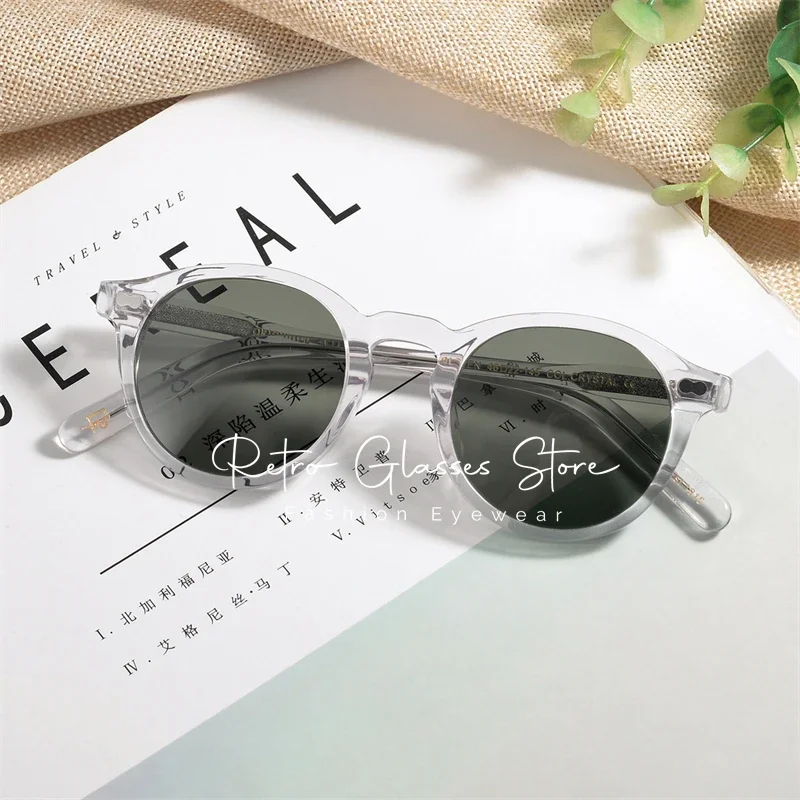 Women's Sunglasses Retro Round Men Women Sunglasses Miltzen Acetate Polarized UV400 Classic Sun Glasses with Brand Case