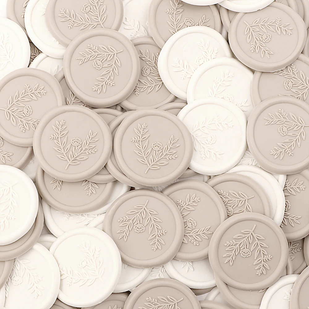 25PCS Wax Seal Stickers Rosemary Flowering Branch Wedding Invitation Envelope Seal Stickers Self Adhesive Neutral Line