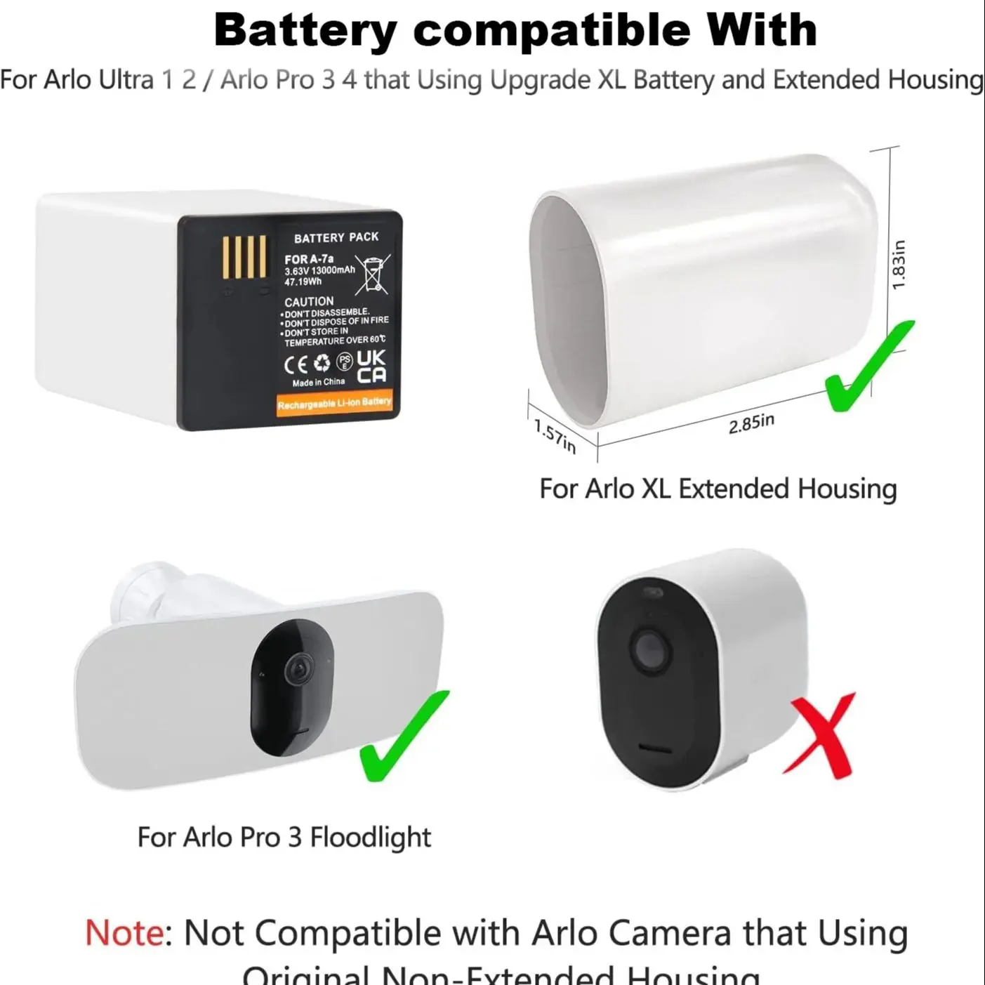 DXT A-7a Battery for Arlo A7 A14 A-14a Arlo Pro 4 XL Go 2 VMA5410 Ultra 2 Pro 3 Upgraded 14000mAh with Charger
