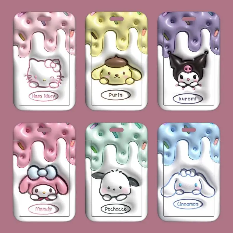 

Sanrio Kawaii Hello Kitty Sliding Cover Card Holder Meal Card Anime Cute Cartoon Bus Card Campus Card Protective Cover Toys