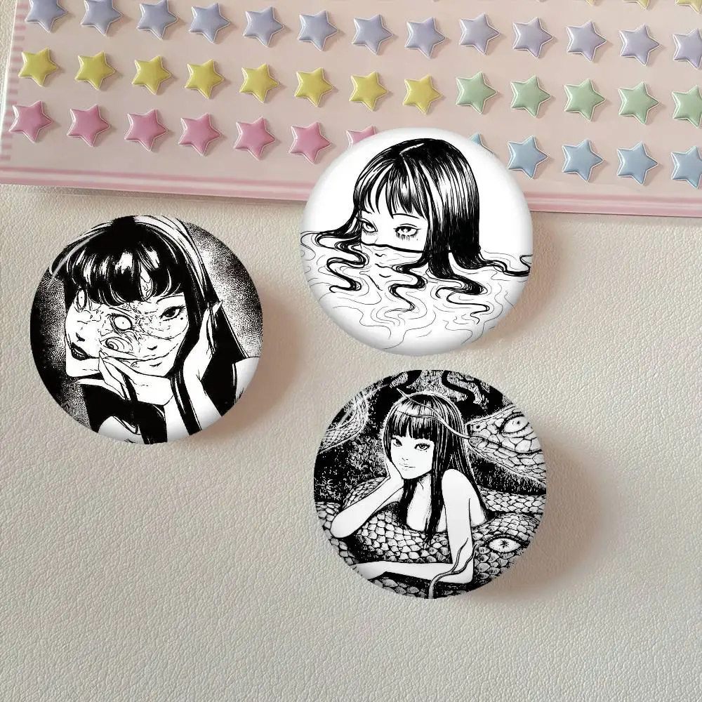 Junji Ito Horror Manga Cute Anime Figure Handmade Tinplate Brooch Badge