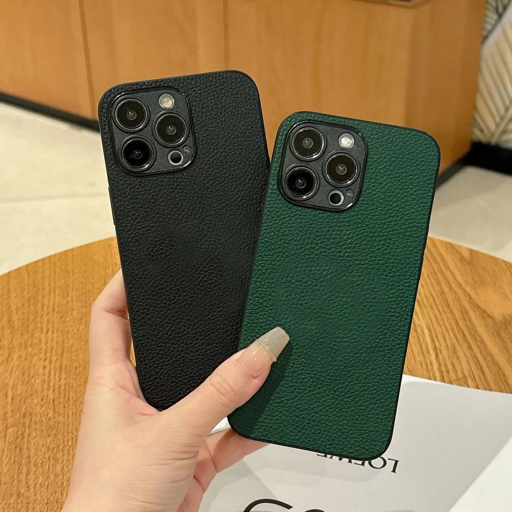 Elegant Lychee Pattern Leather Soft Phone Case - Shockproof and Anti-drop Design