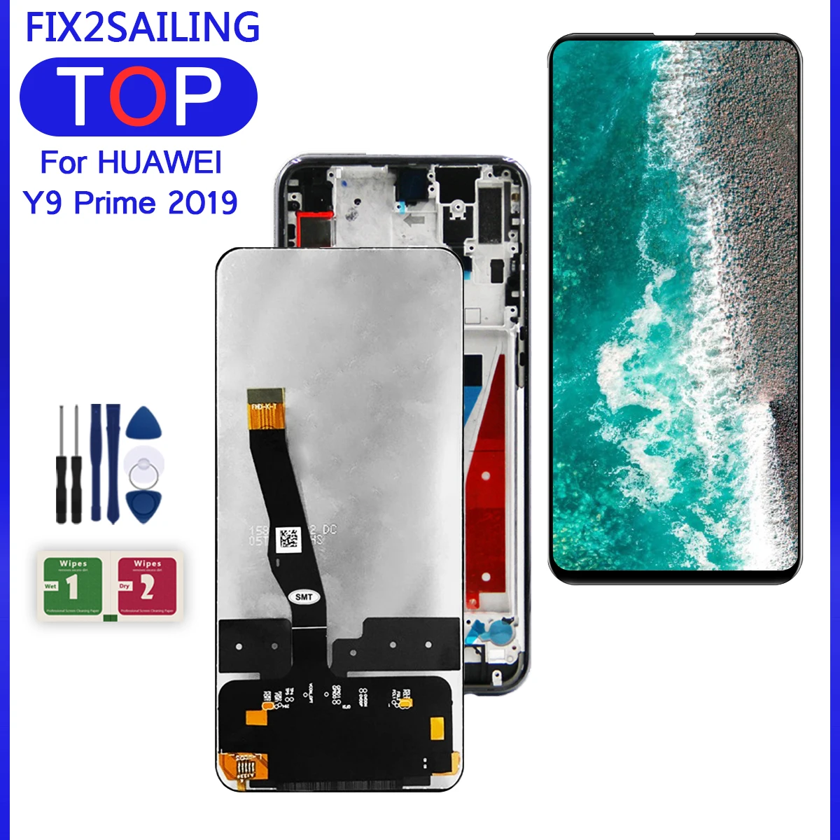 Original 6.59 pouces pour Huawei Y9 Prime 2019/P Smart Z LCD affichage  STK-LX1 écran tactile numériseur pièces d'assemblage + ou