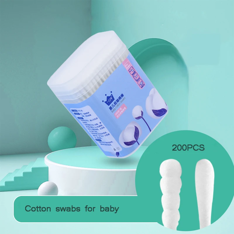 

200pcs Safety Baby Cotton Swab clean baby ears Sticks Health Medical Buds Tip swabs box plastic cotonete