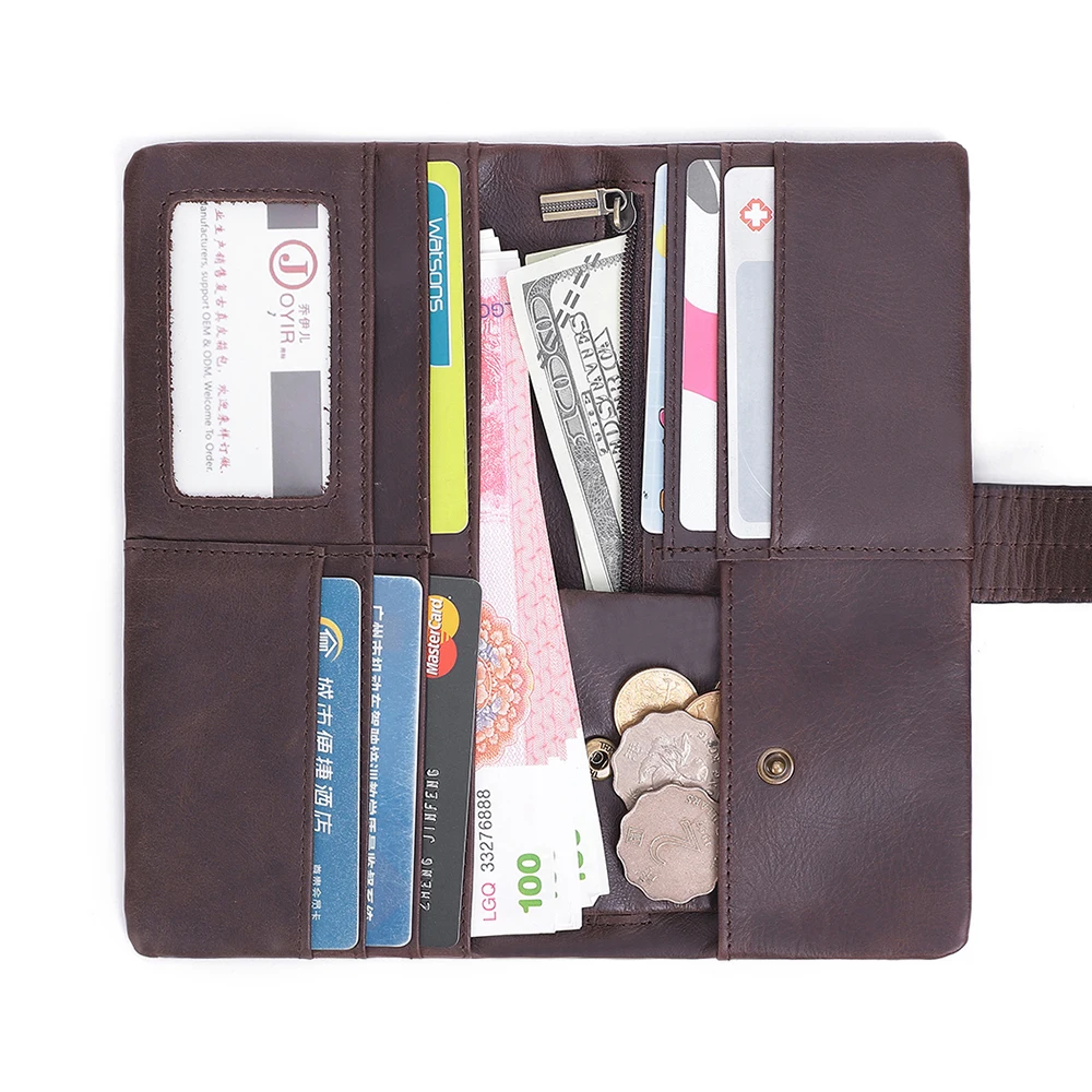 Men Cowhide Wallet Casual Retro Long Wallet Multi Card Leather Handheld Bag Long Wallet for men
