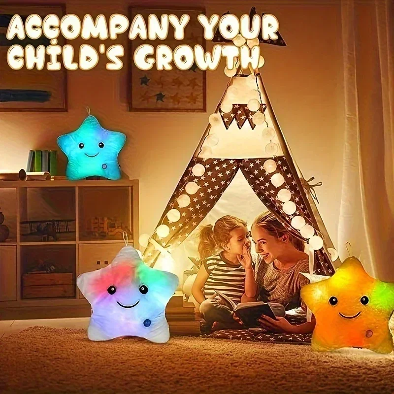 Five-pointed star Luminous Pillow Soft Stuffed Plush Glow Colorful Star Cushion LED Light Toys For Children Kids Birthday Gifts