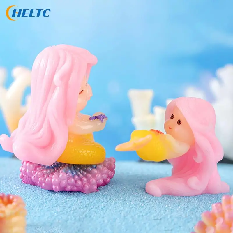 1pcs Cute Micro Landscape Colorful Artificial Coral Mermaid Resin Ornaments For Fish Tank Aquarium Home Decorations Accessories