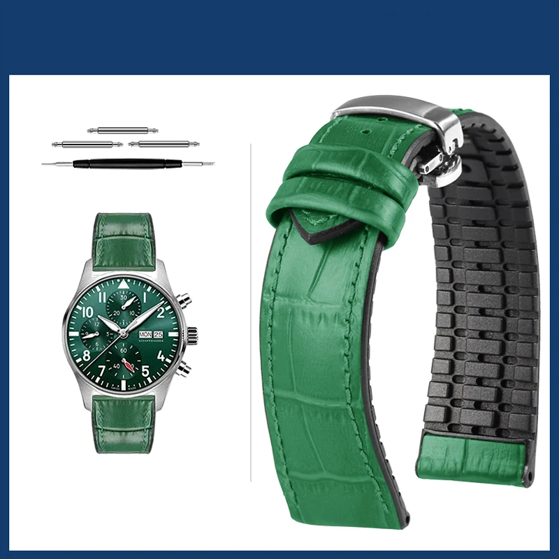 Premium Cowhide Leather Watch Strap with Butterfly Buckle - Various Sizes