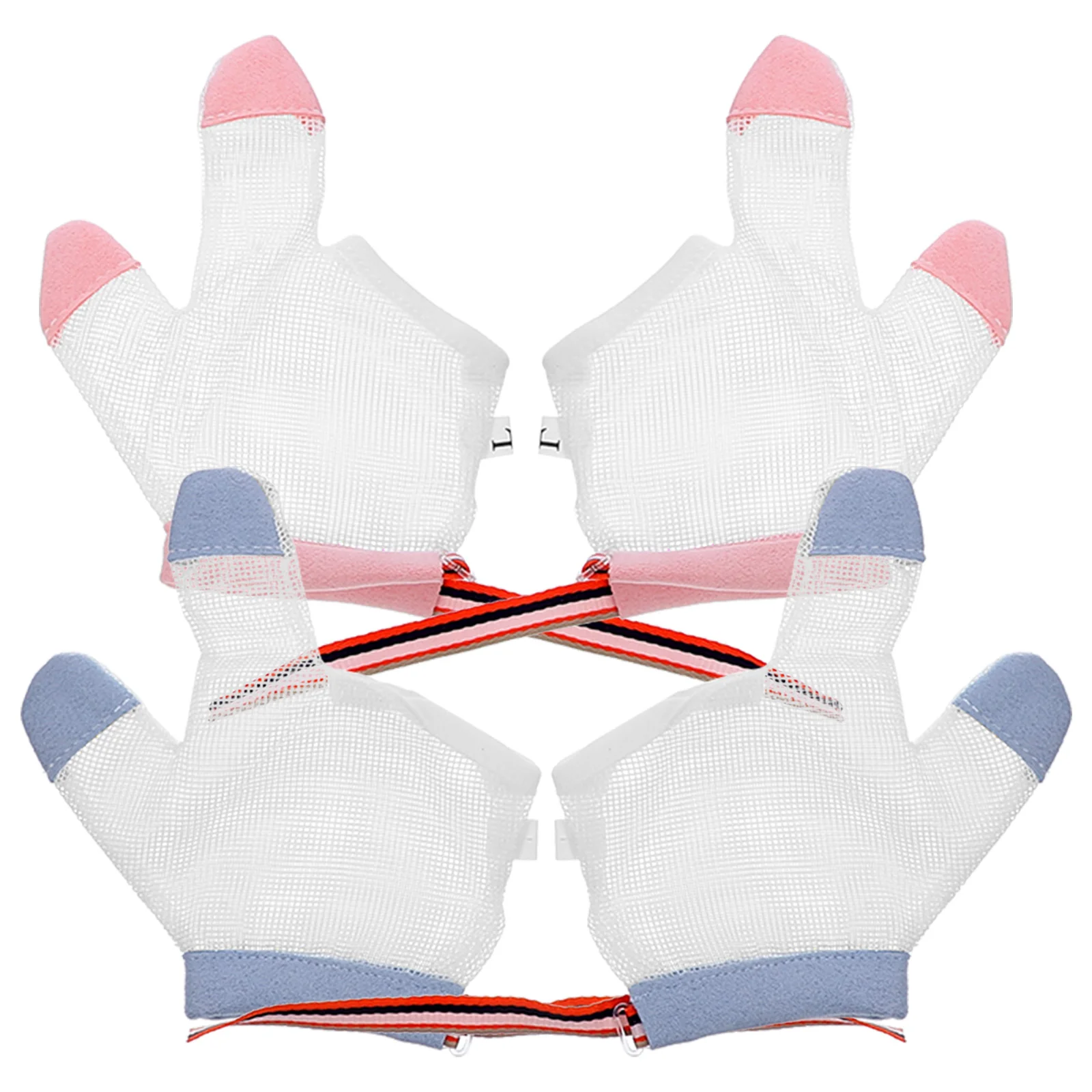 

2 Pairs Ring Biting Gloves for Kids Stop Sucking Thumb Tool Safety Mask Cover Finger Net Infant Fingers Guard Baby Stopper