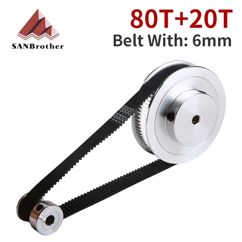Timing Belt Pulley GT2 80teeth 20teeth Reduction 41/14 Kit 3D Printer