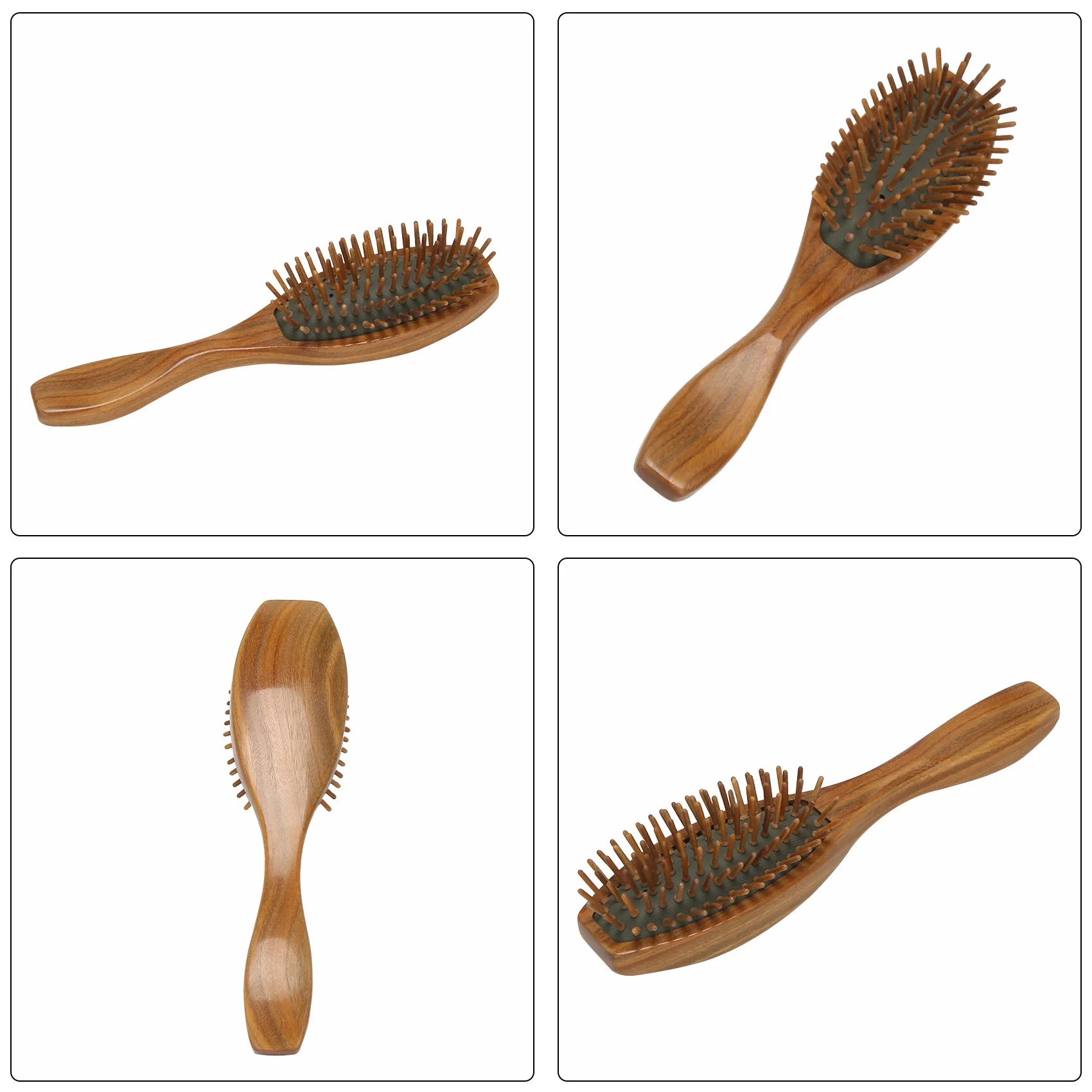 BABP 샌들우드 헤어 브러시 나무 천연 수제 Detangling 마사지 헤어 빗 선물 상자 포함