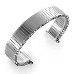 Gold Stainless Steel Elastic Stretch Strap Universal Replacement Watch Band Bracelet, 16mm - 22mm Expansion Strap - 16mm - 22mm (Silver)