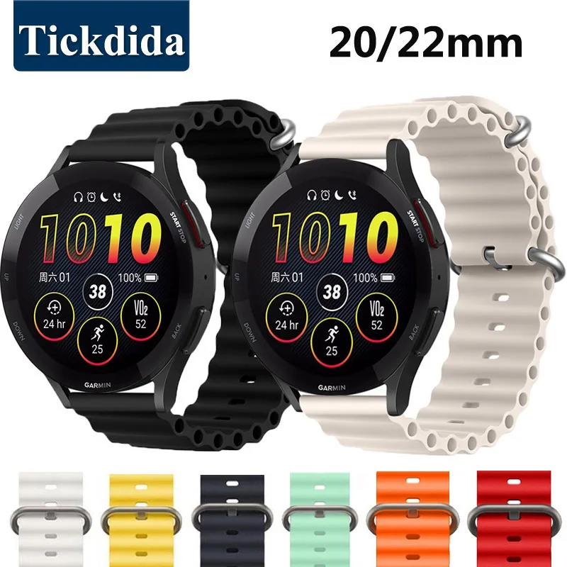 Koelaa 22mm Correa Silicona Compatible Con Garmin Forerunner 265/Forerunner 255/Venu 2, Remplacement Suave Silicona Deportiva Respirable, Correa Ajustable-Negro+Naranja