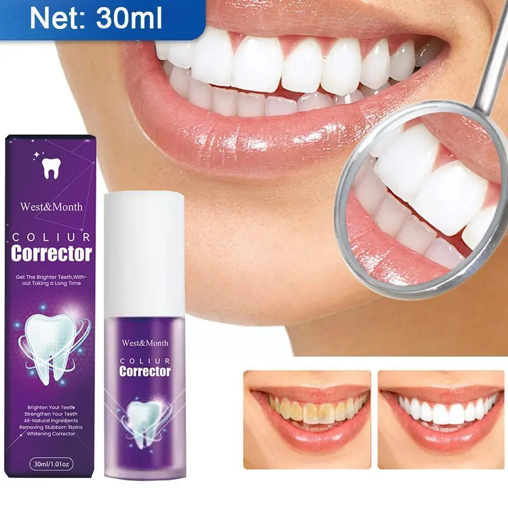 

30ml New Purple Whitening Fresh Breath Brightening Toothpaste Remove Stains Reduce Yellowing Care For Teeth Gums Oral Care L1H0