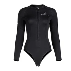 Women's 2mm Neoprene Long Sleeve One - Piece Surfing & Diving Swimsuit - S (2MM Women Black)