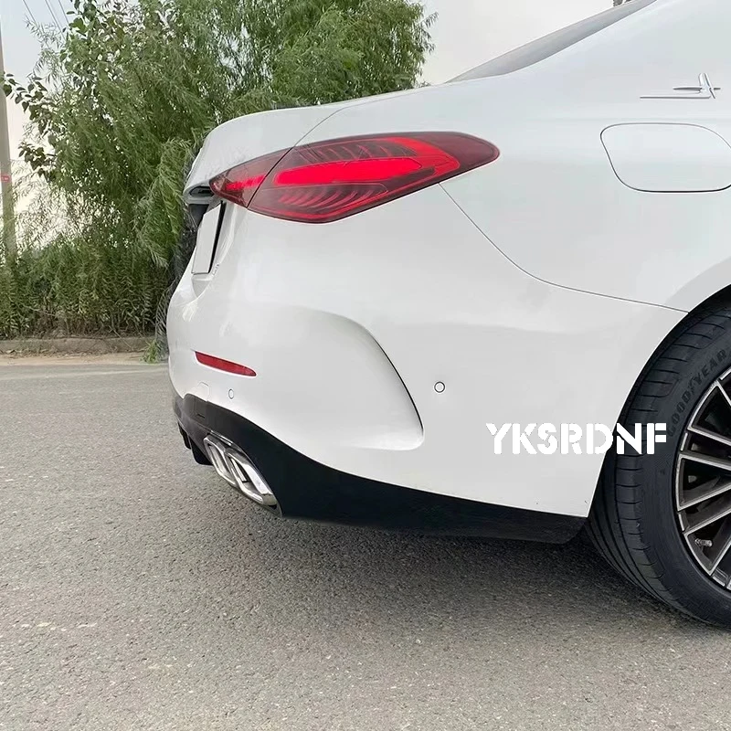 Car Styling Rear bumper diffuser For Mercedes Benz W206 C class C200L C240 C250 c280 change C63 AMG Rear lip exhaust pipe +
