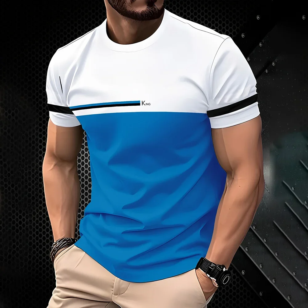 Durant l'été 2026, les t-shirts décontractés pour hommes s'enrichissent d'un simple vêtement d'extérieur à manches courtes, col rond et impression 3D respirante._voghion.com
