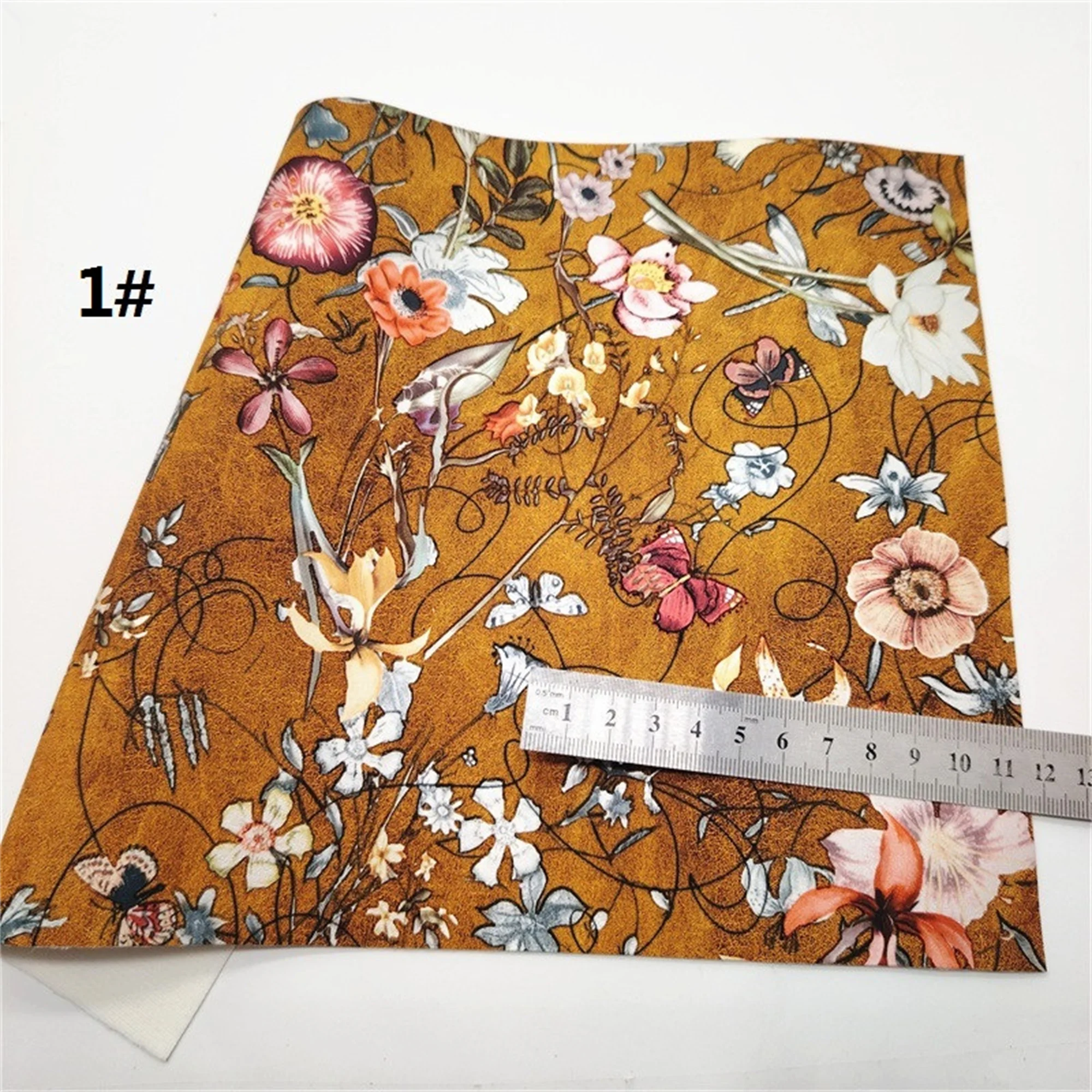 활 핸드백 미니 롤, 꽃 인쇄 합성 가죽, 빈티지 2 톤 인조 가죽 펠트 백킹 비닐, DIY R2096, 30x134cm