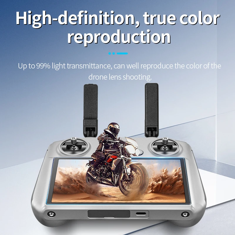 Lot de 3+2 protège-écrans verre trempé pour DJI RC et RC 2, emballage individuel transparent.