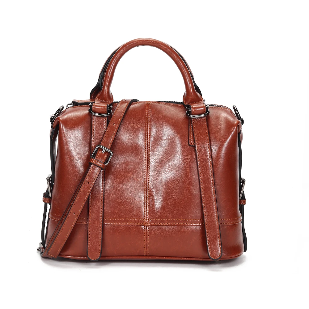 New Ladies Handbag Fashion Versatile Retro Oil Wax Leather Single Shoulder Messenger Women's bags
