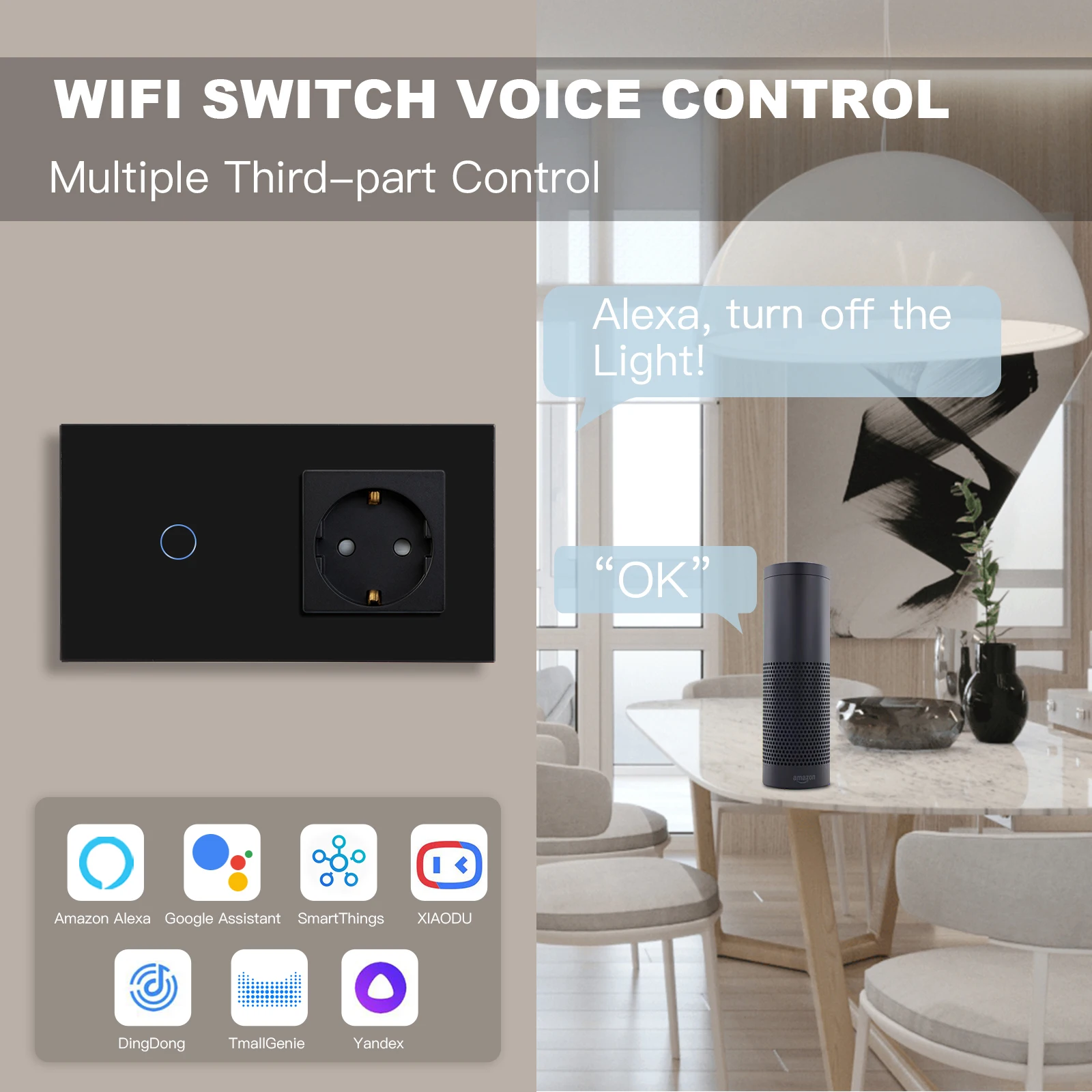 BSEED-Interruptor táctil Wifi para pared, dispositivo inteligente de 1/2/3  entradas, compatible con Smart Life, Google, Alexa, Control por aplicación