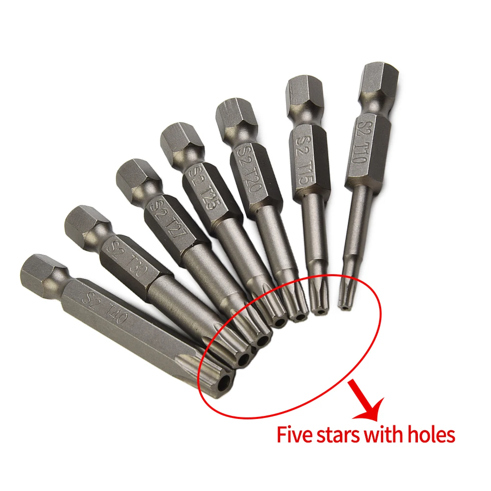 

Durable And Practical High Quality 7 Pcs/Set Screwdriver Bit Hollow Bits Hex Head Screwdriver Bits Magnetic Silver