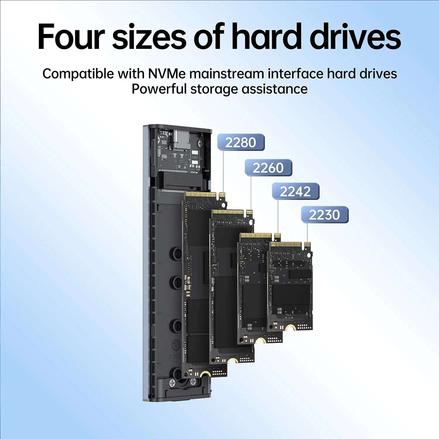 External hard docking station housing for m 2 nvme ssd external hard case Aluminum Alloy 2280 2242 2230 2260 enclosure usb sata