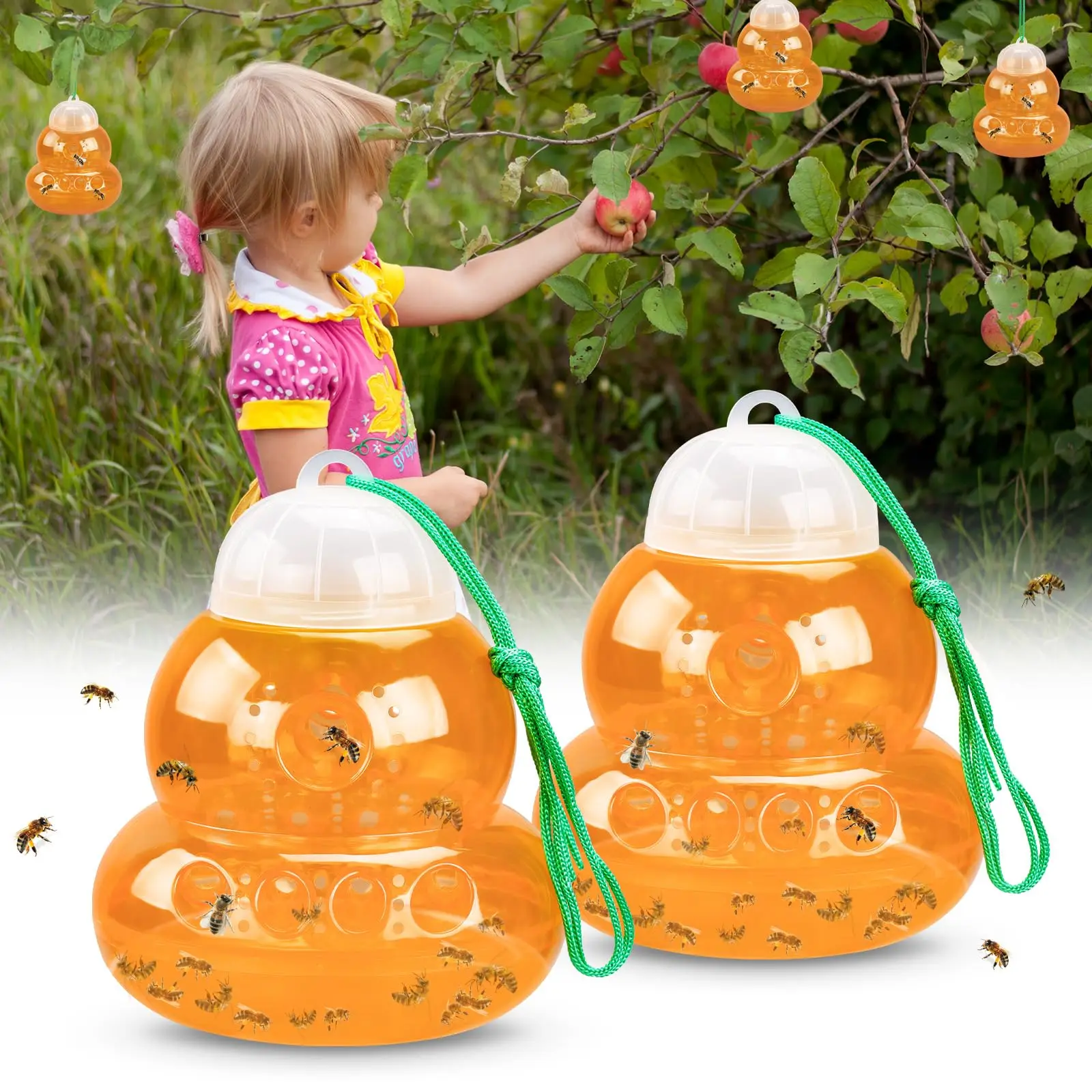 Wasp Trap Outdoor Reusable Portable Wasp Catcher Non-toxic Pest Control Garden Multi-hole Bee Trap for Home Farm Yard Supplies