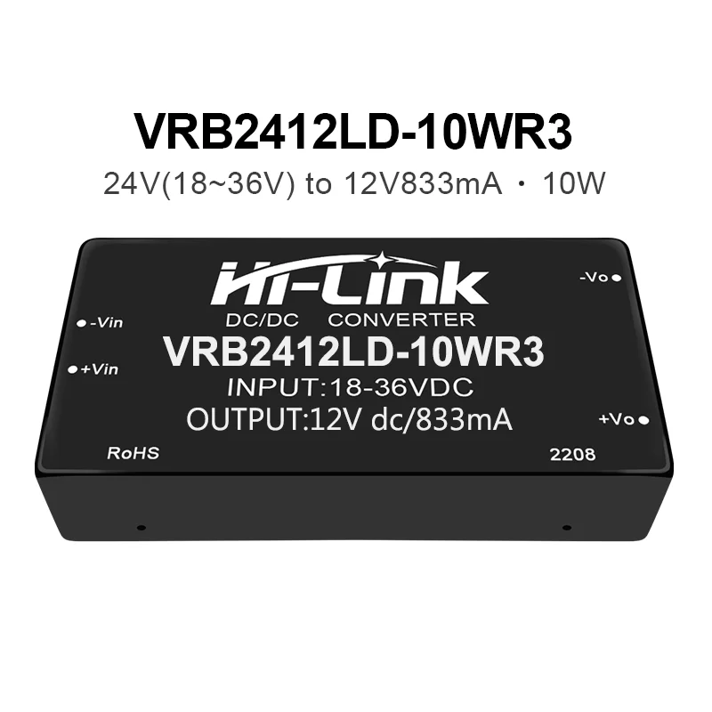 Hi-Link 18-36Vdc to 10W 12V 0.83A VRB2412LD-10WR3 DC-DC Power Supply Module HLK-10D2412B