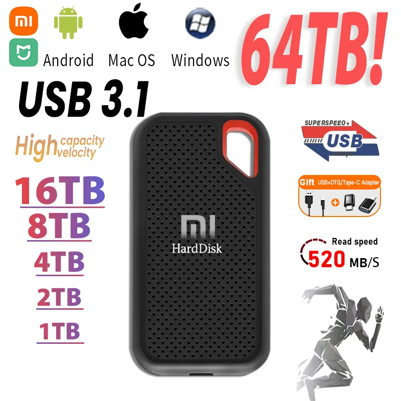 External SSD Xiaomi MIJIA E61 Portable Original 1TB 2TB External SSD Type-C USB 3.1 M.2 for Laptop/Phone/mac Flash Memory Disk external ssd