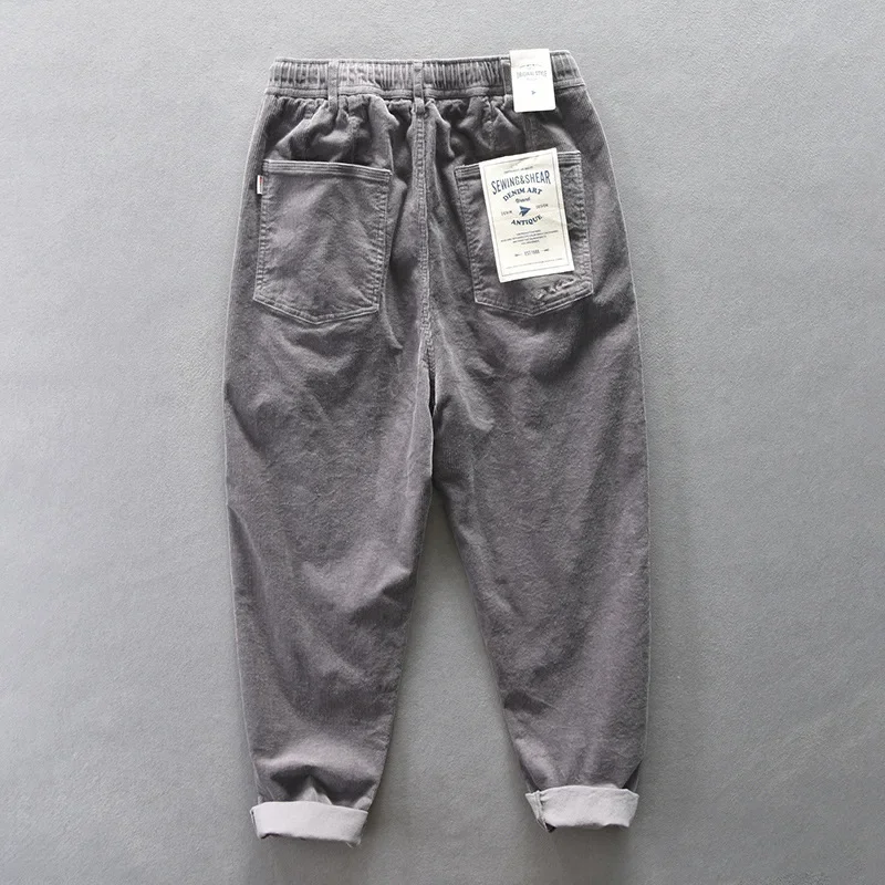 Men Casual Pants Corduroy Loose Wide-legged 4XL