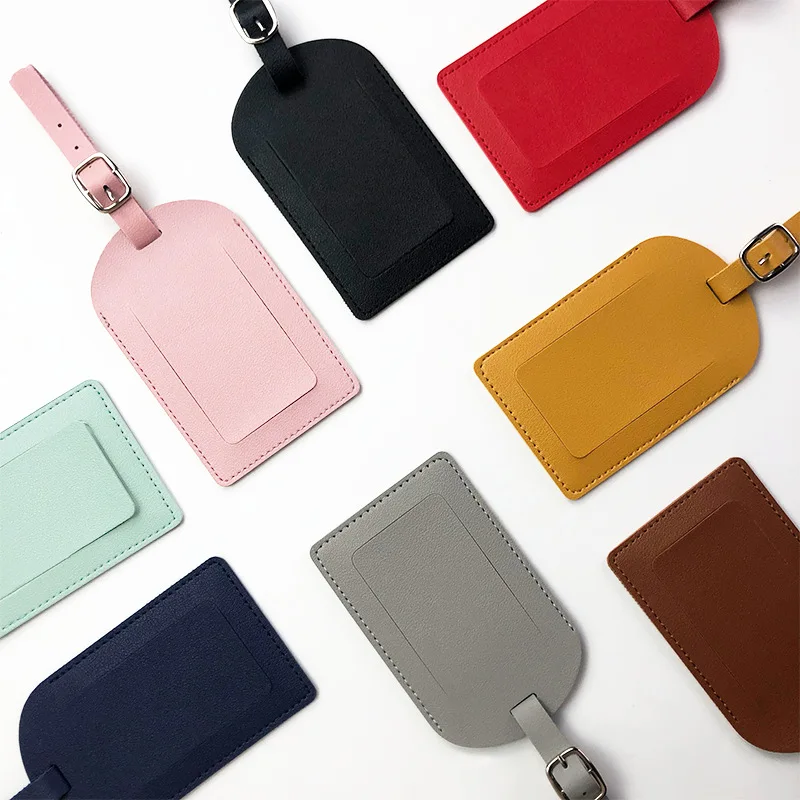 

PU Leather Flip Luggage Tag Light Soft Solid Color Airplane Baggage Tag Boarding Pass Suitcase Tag Travel Accessories