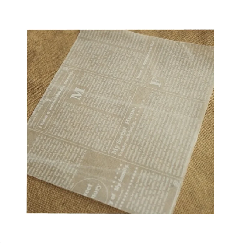 

200 Sheets/ Lot White Newspaper Design Sandwich Wrapping Paper,Greaseproof Wax Coating,For Hamburger Soap candy Gift Packaging