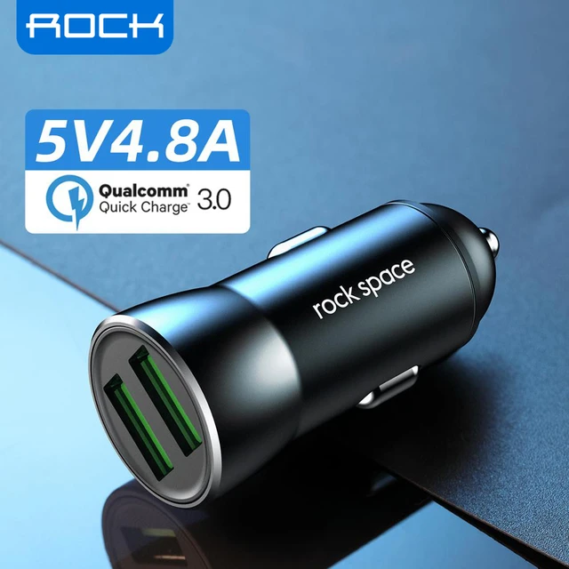 ROCK All Metal Dual USB 4.8A Car Charger For iPhone Xs max/XR/x/7/6s QC 3.0 Mini  Car Charger Adapter for Note 9/Galaxy S10/S9/S8 - AliExpress